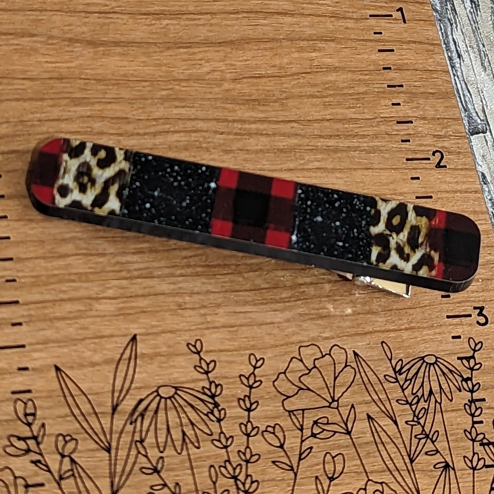 2 For $5 Item: Christmas Patterns Wooden Hair Barrette New!